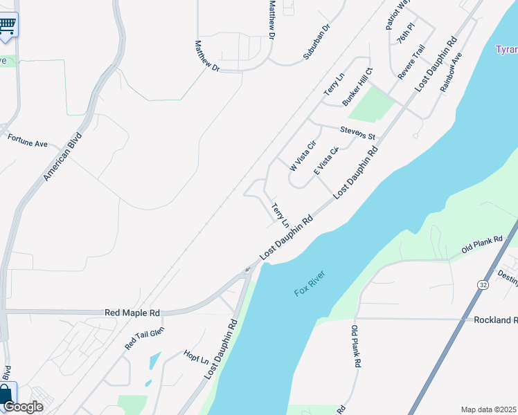 map of restaurants, bars, coffee shops, grocery stores, and more near 1110 Terry Lane in De Pere