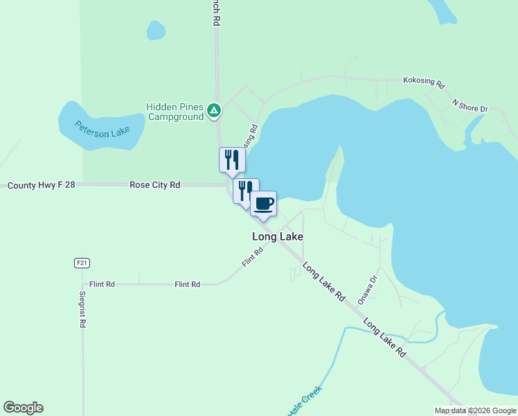 map of restaurants, bars, coffee shops, grocery stores, and more near 8629-8651 Lake Street in Hale