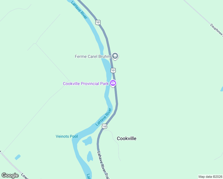 map of restaurants, bars, coffee shops, grocery stores, and more near 1119 Nova Scotia Trunk 10 in Cookville