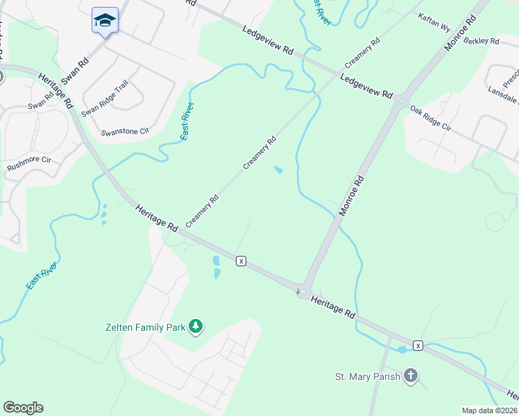 map of restaurants, bars, coffee shops, grocery stores, and more near 4200 Creamery Road in De Pere