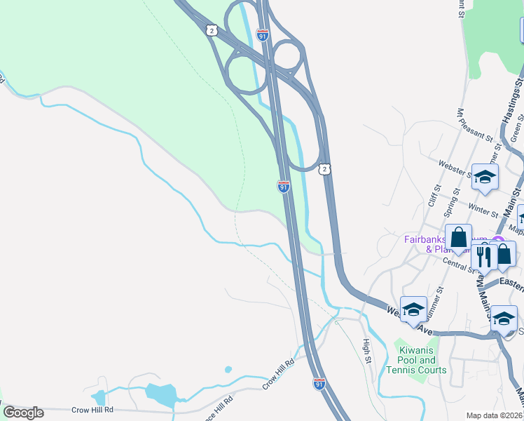 map of restaurants, bars, coffee shops, grocery stores, and more near 282 Vermont 2B in Saint Johnsbury