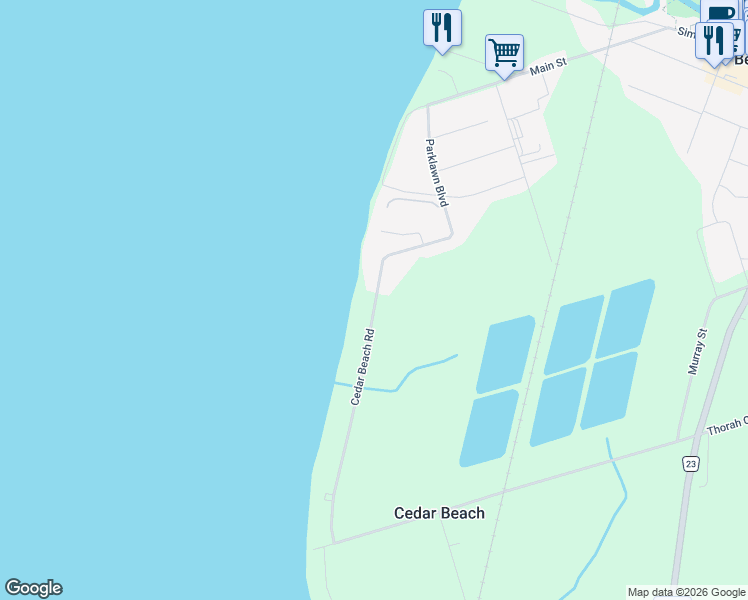 map of restaurants, bars, coffee shops, grocery stores, and more near 8134 Cedar Beach Road in Beaverton