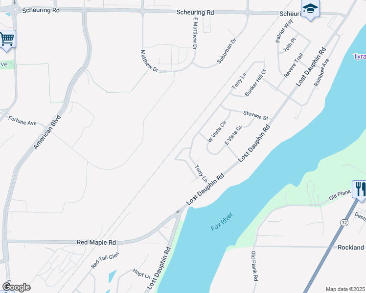 map of restaurants, bars, coffee shops, grocery stores, and more near 26 Mobile Home Park in De Pere