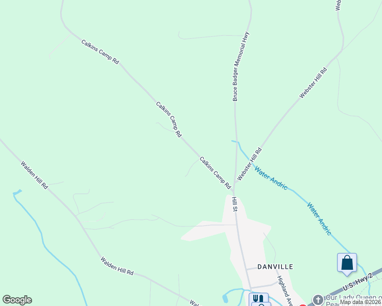 map of restaurants, bars, coffee shops, grocery stores, and more near 239 Calkins Camp Road in Danville