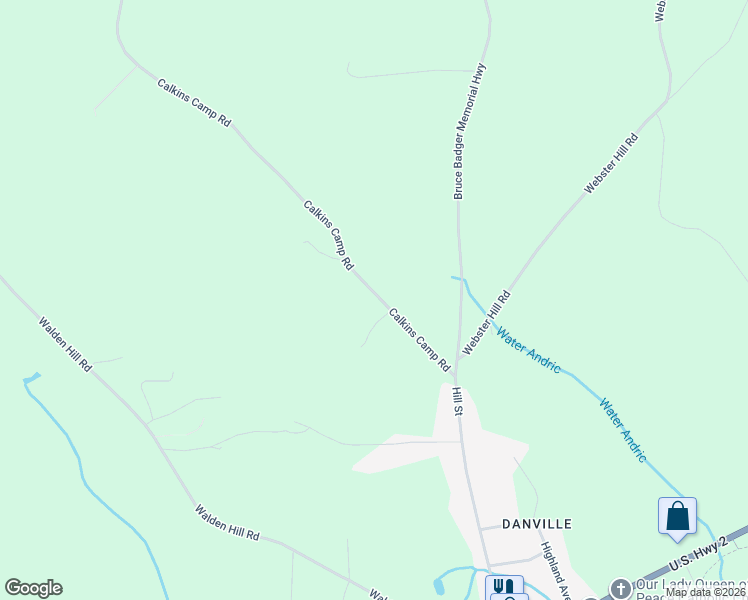 map of restaurants, bars, coffee shops, grocery stores, and more near 239 Calkins Camp Road in Danville