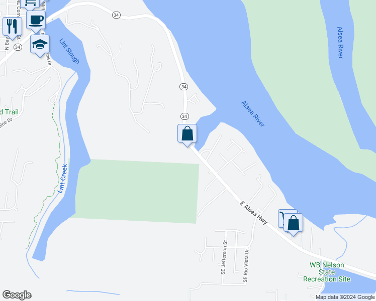 map of restaurants, bars, coffee shops, grocery stores, and more near 1837 East Alsea Highway in Waldport