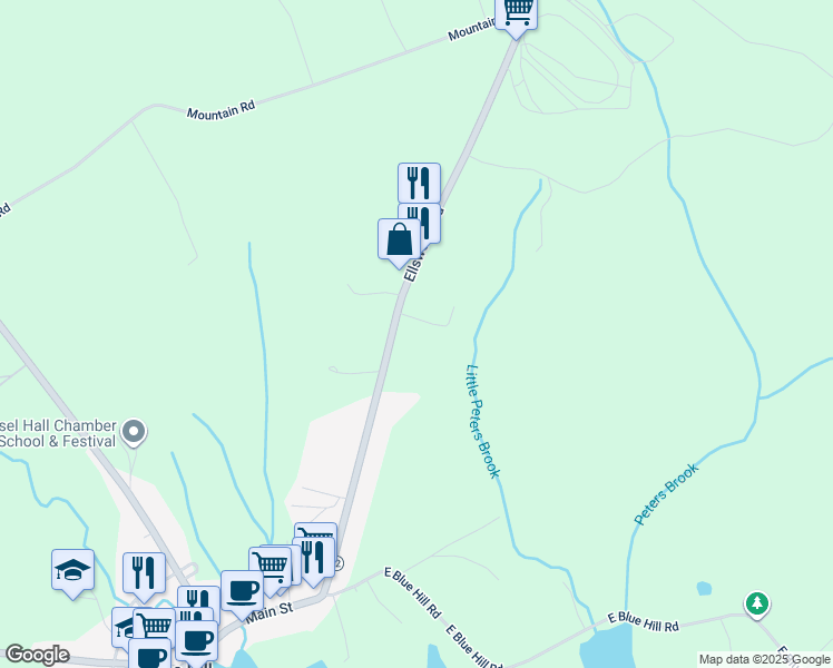 map of restaurants, bars, coffee shops, grocery stores, and more near 124 Ellsworth Road in Blue Hill