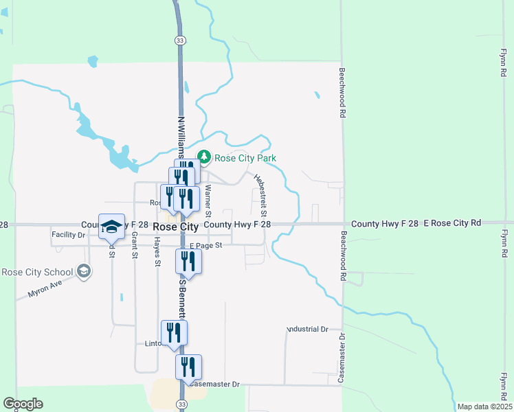 map of restaurants, bars, coffee shops, grocery stores, and more near 126-198 Hebestreit St in Rose City