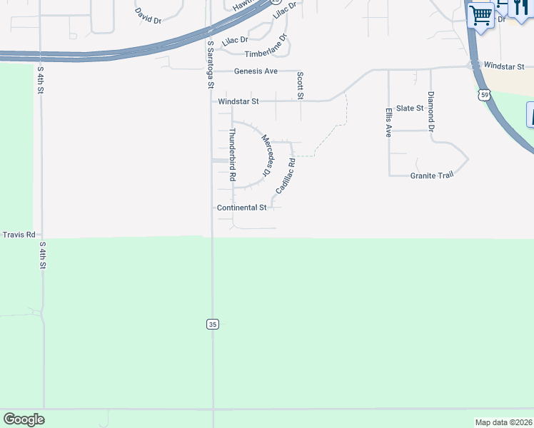 map of restaurants, bars, coffee shops, grocery stores, and more near 508 Continental Street in Marshall