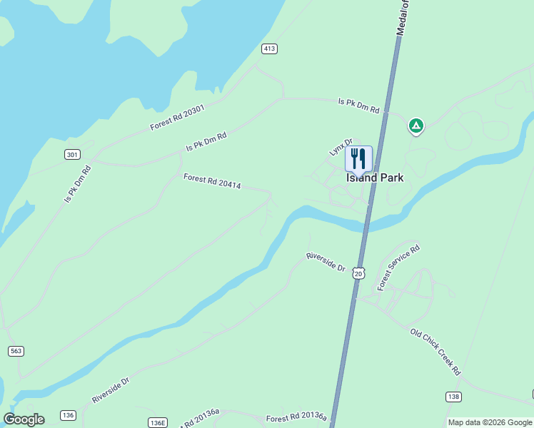 map of restaurants, bars, coffee shops, grocery stores, and more near Buffalo North in Island Park
