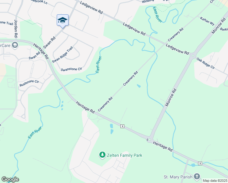 map of restaurants, bars, coffee shops, grocery stores, and more near 4342 Creamery Road in De Pere