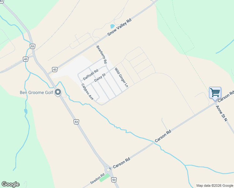 map of restaurants, bars, coffee shops, grocery stores, and more near 49 Periwinkle Road in Springwater