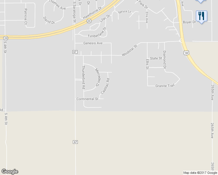 map of restaurants, bars, coffee shops, grocery stores, and more near 609 Cadillac Road in Marshall