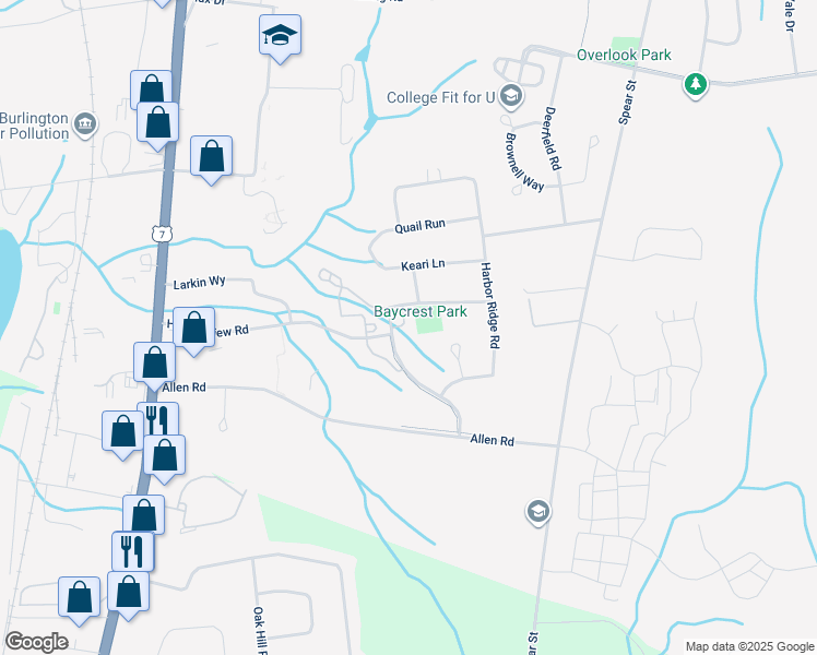 map of restaurants, bars, coffee shops, grocery stores, and more near 28 Baycrest Drive in South Burlington