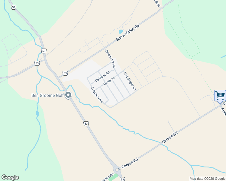 map of restaurants, bars, coffee shops, grocery stores, and more near 17 Sweet Cicely Street in Springwater