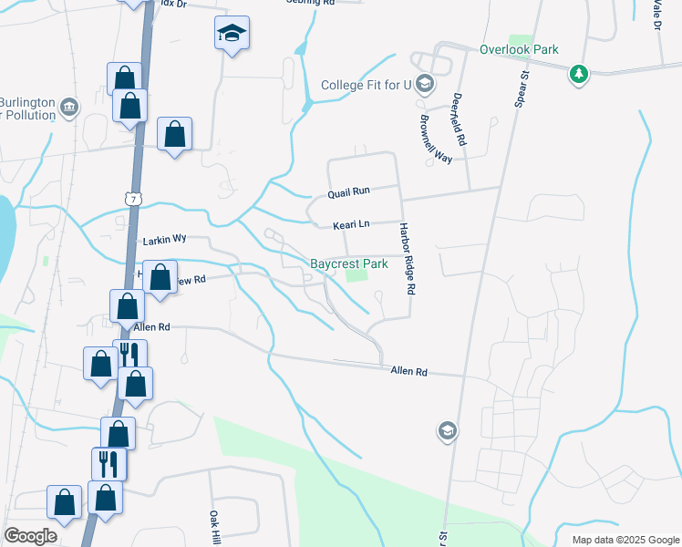 map of restaurants, bars, coffee shops, grocery stores, and more near 28 Baycrest Drive in South Burlington