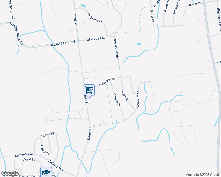 map of restaurants, bars, coffee shops, grocery stores, and more near 62 Crispin Drive in South Burlington