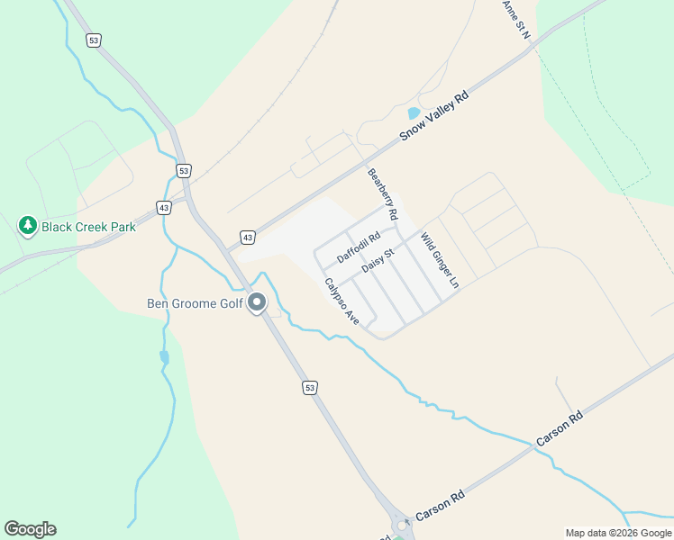 map of restaurants, bars, coffee shops, grocery stores, and more near 7 Daffodil Road in Minesing