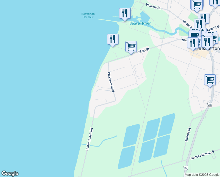 map of restaurants, bars, coffee shops, grocery stores, and more near Maplewood Avenue in Beaverton