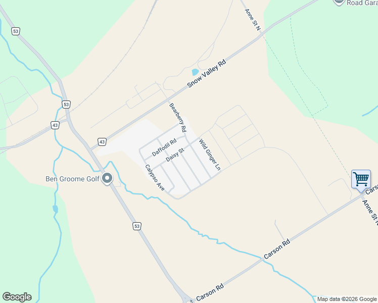 map of restaurants, bars, coffee shops, grocery stores, and more near 76 Bearberry Road in Springwater