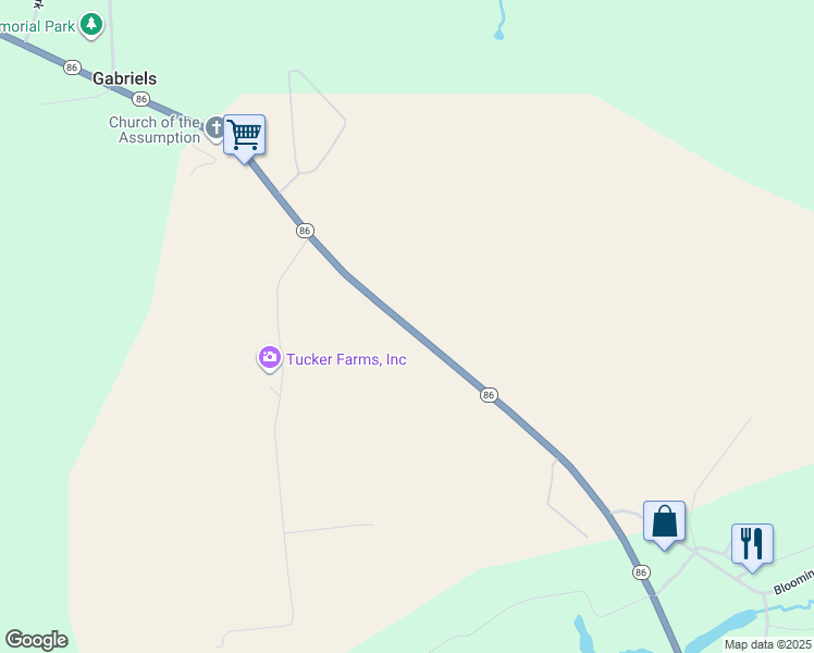 map of restaurants, bars, coffee shops, grocery stores, and more near Highway 86 in Gabriels