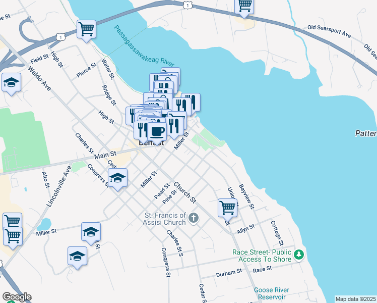 map of restaurants, bars, coffee shops, grocery stores, and more near 11 Union Street in Belfast