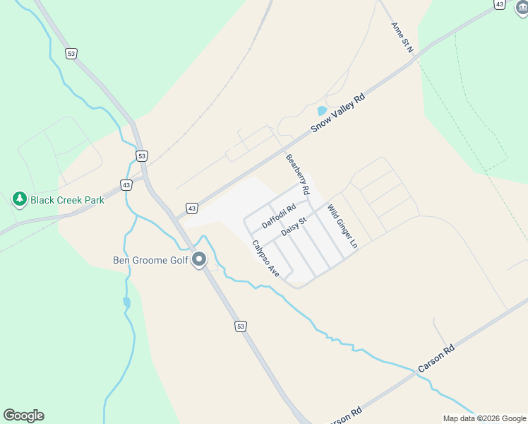 map of restaurants, bars, coffee shops, grocery stores, and more near 33 Calypso Avenue in Minesing