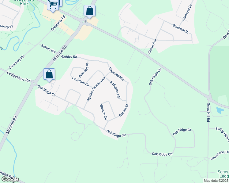map of restaurants, bars, coffee shops, grocery stores, and more near 2024 East Higgins Hill in De Pere