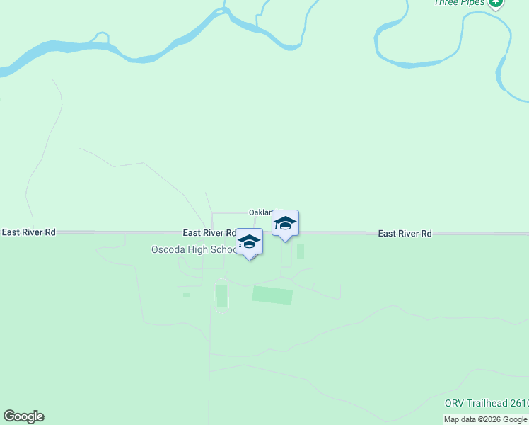 map of restaurants, bars, coffee shops, grocery stores, and more near Oakland Drive in Iosco County