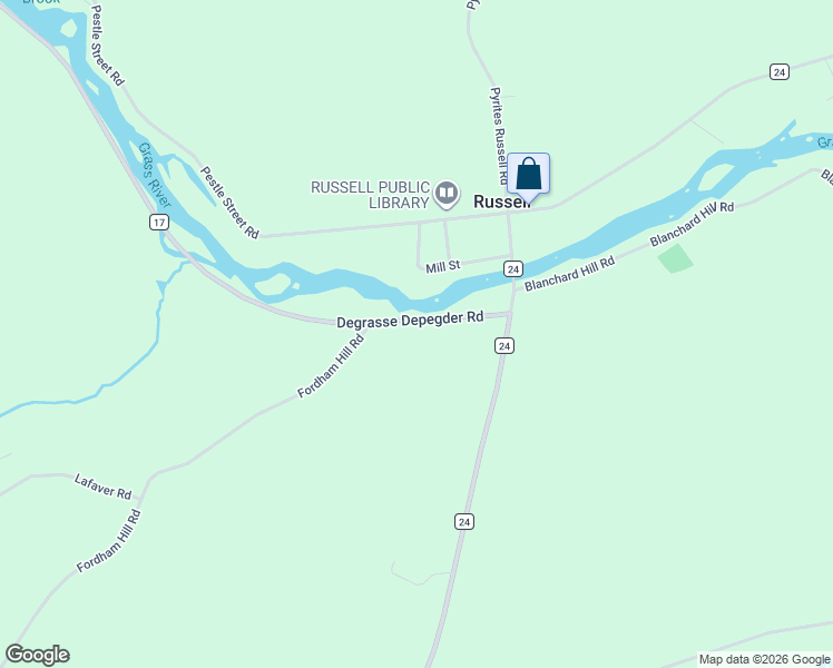 map of restaurants, bars, coffee shops, grocery stores, and more near 1201-1241 Degrasse Depegder Road in St. Lawrence