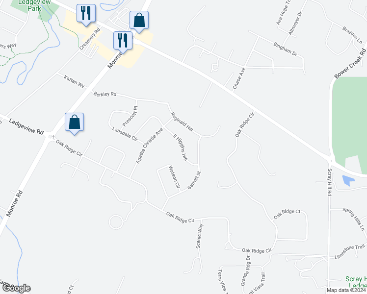 map of restaurants, bars, coffee shops, grocery stores, and more near 2024 East Higgins Hill in De Pere