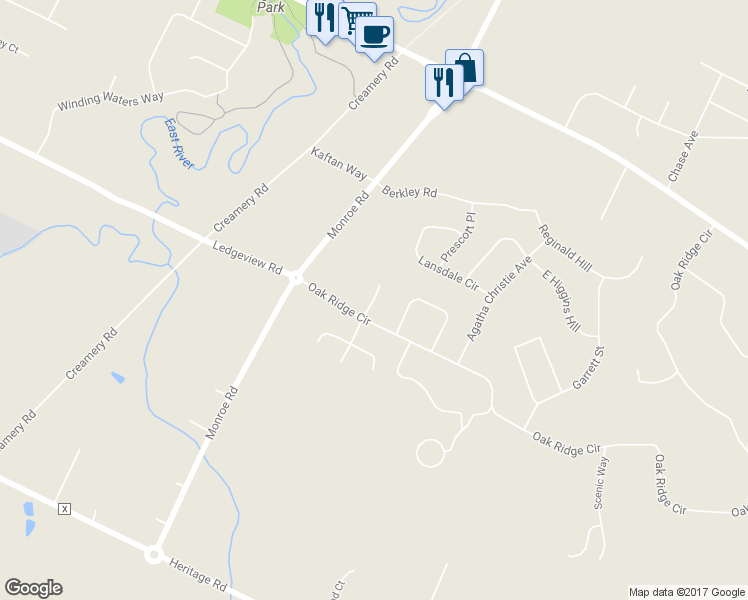 map of restaurants, bars, coffee shops, grocery stores, and more near 3974 North Parker Way in De Pere