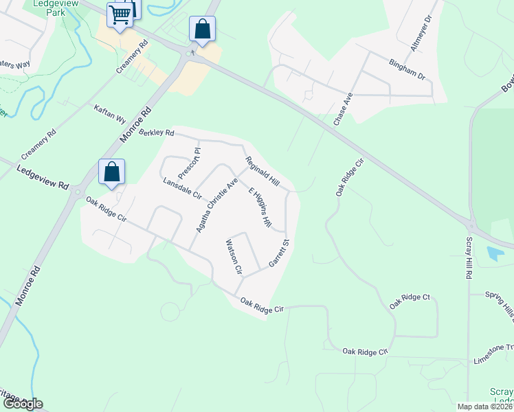 map of restaurants, bars, coffee shops, grocery stores, and more near 2024 East Higgins Hill in De Pere