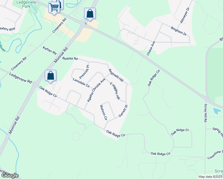 map of restaurants, bars, coffee shops, grocery stores, and more near 2024 East Higgins Hill in De Pere