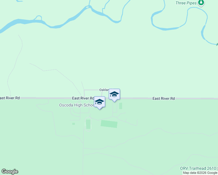 map of restaurants, bars, coffee shops, grocery stores, and more near Oakland Drive in Oscoda