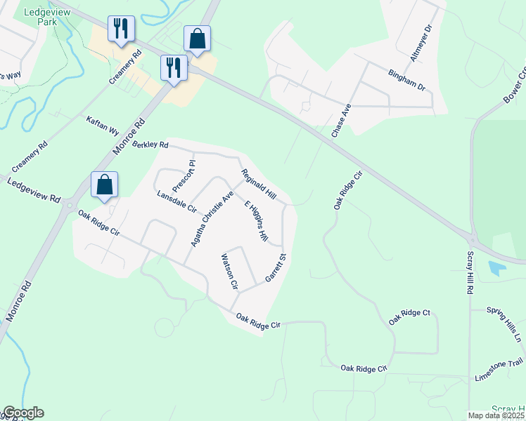 map of restaurants, bars, coffee shops, grocery stores, and more near 2443 Reginald Hill in De Pere
