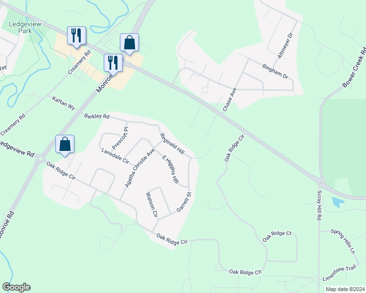 map of restaurants, bars, coffee shops, grocery stores, and more near 2443 Reginald Hill in De Pere