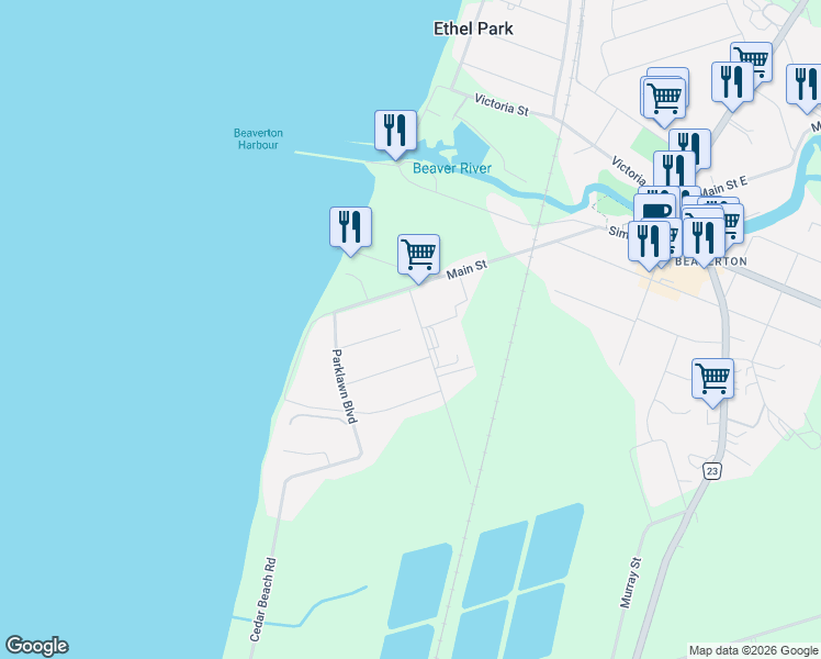map of restaurants, bars, coffee shops, grocery stores, and more near 95 Beechwood Avenue in Brock