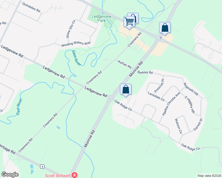 map of restaurants, bars, coffee shops, grocery stores, and more near 3950 Monroe Road in De Pere