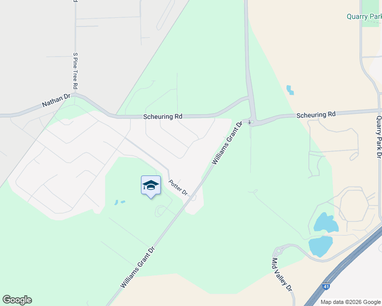 map of restaurants, bars, coffee shops, grocery stores, and more near 1800 Williams Grant Drive in De Pere