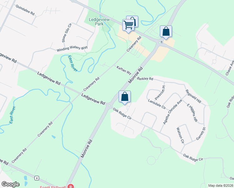 map of restaurants, bars, coffee shops, grocery stores, and more near 3950 Monroe Road in De Pere