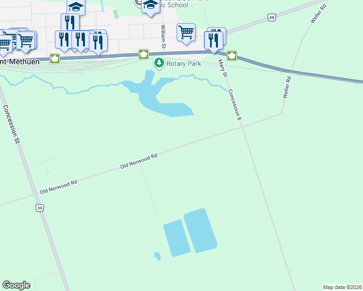 map of restaurants, bars, coffee shops, grocery stores, and more near 772 Old Norwood Road in Havelock