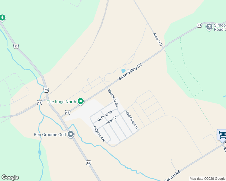 map of restaurants, bars, coffee shops, grocery stores, and more near 1435 Snow Valley Road in Minesing