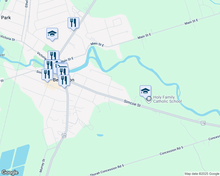 map of restaurants, bars, coffee shops, grocery stores, and more near 575 North Street in Beaverton