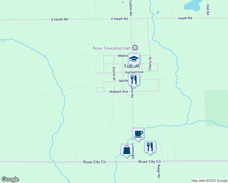 map of restaurants, bars, coffee shops, grocery stores, and more near 2399 Wabash Avenue in Lupton