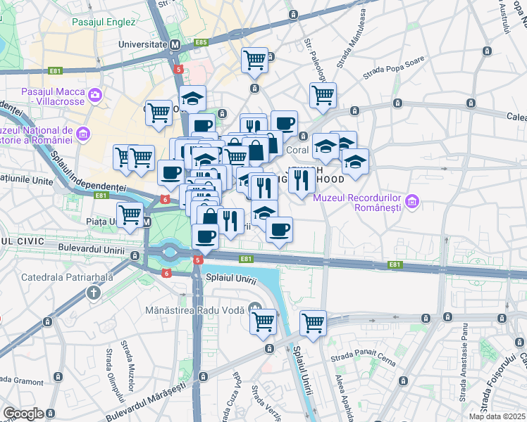 map of restaurants, bars, coffee shops, grocery stores, and more near 3 Strada Mămulari in București