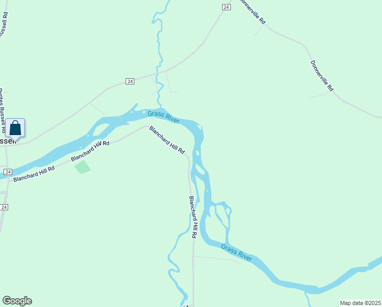 map of restaurants, bars, coffee shops, grocery stores, and more near 716 Blanchard Hill Road in Russell
