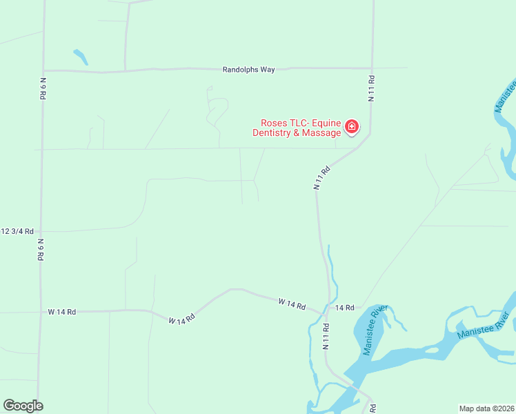 map of restaurants, bars, coffee shops, grocery stores, and more near 7313 12 1/2 Road in Mesick