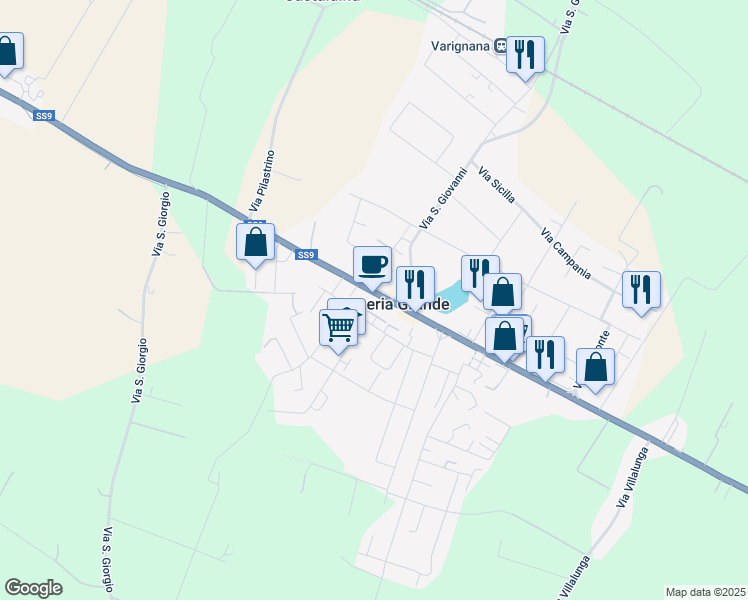 map of restaurants, bars, coffee shops, grocery stores, and more near 6241 Variante SS9 in Osteria Grande