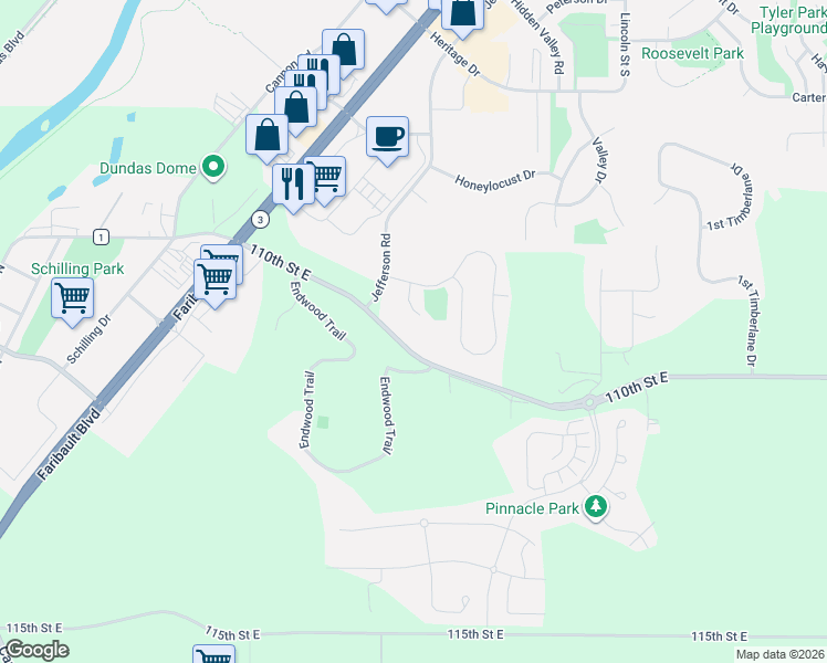 map of restaurants, bars, coffee shops, grocery stores, and more near 2841 Brockman Court in Northfield